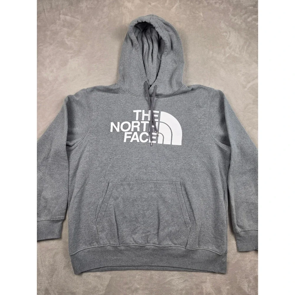 The North Face Hoodie Mens XL Gray Fleece Graphic Circular Design Sweatshirt